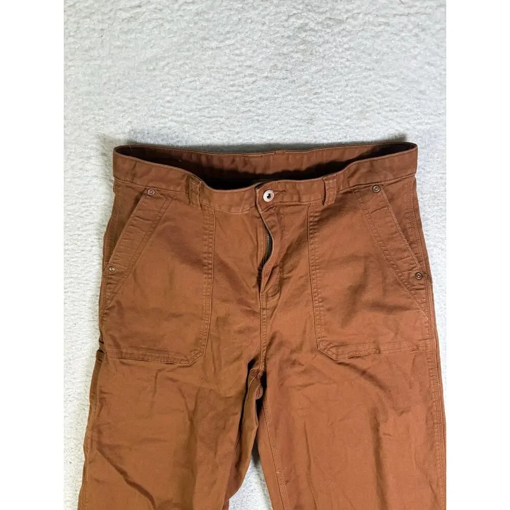 Duluth Flex Fire Hose Pants Womens 12 32x23 Burnt Orange Wide Leg Hiking Camping